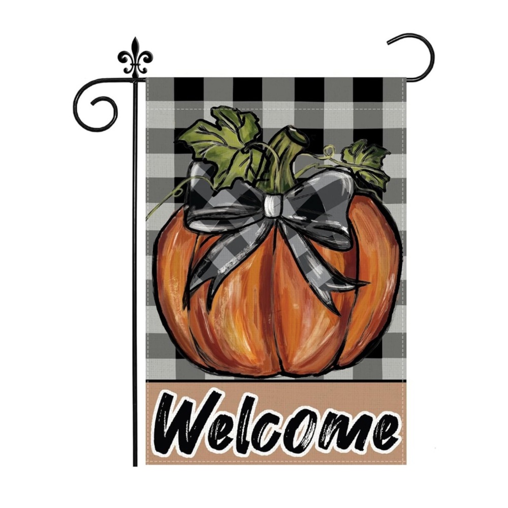 💕 Fall Harvest Garden 12x18” Flag Pumpkin Rustic Farmhouse Pattern